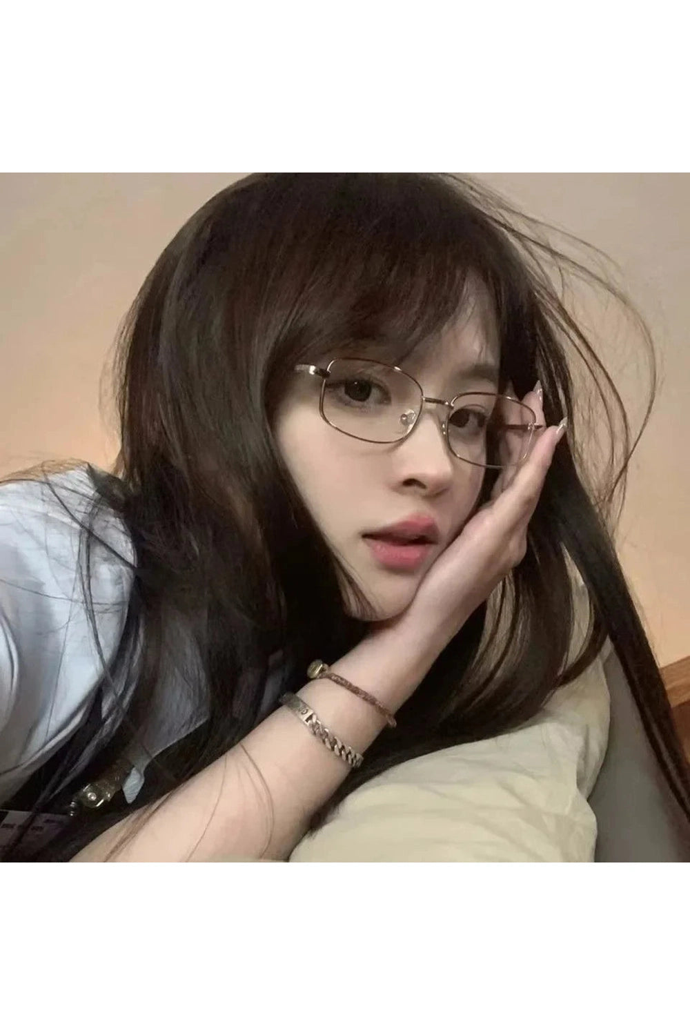 Y2K Harajuku Small Square Frame Glasses Women Retro Metal Eyeglasses Clear Reading Spectacle Blue Light Blocking Eyewear Shoptery