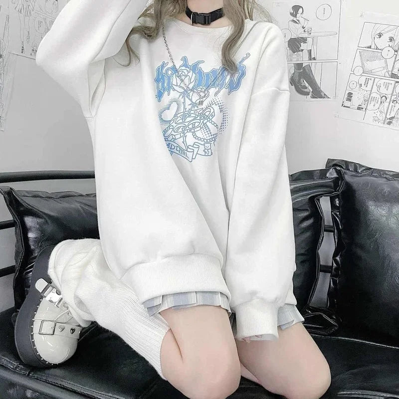 Badgirl Graphic Oversized Pastel Goth Sweatshirt Shoptery