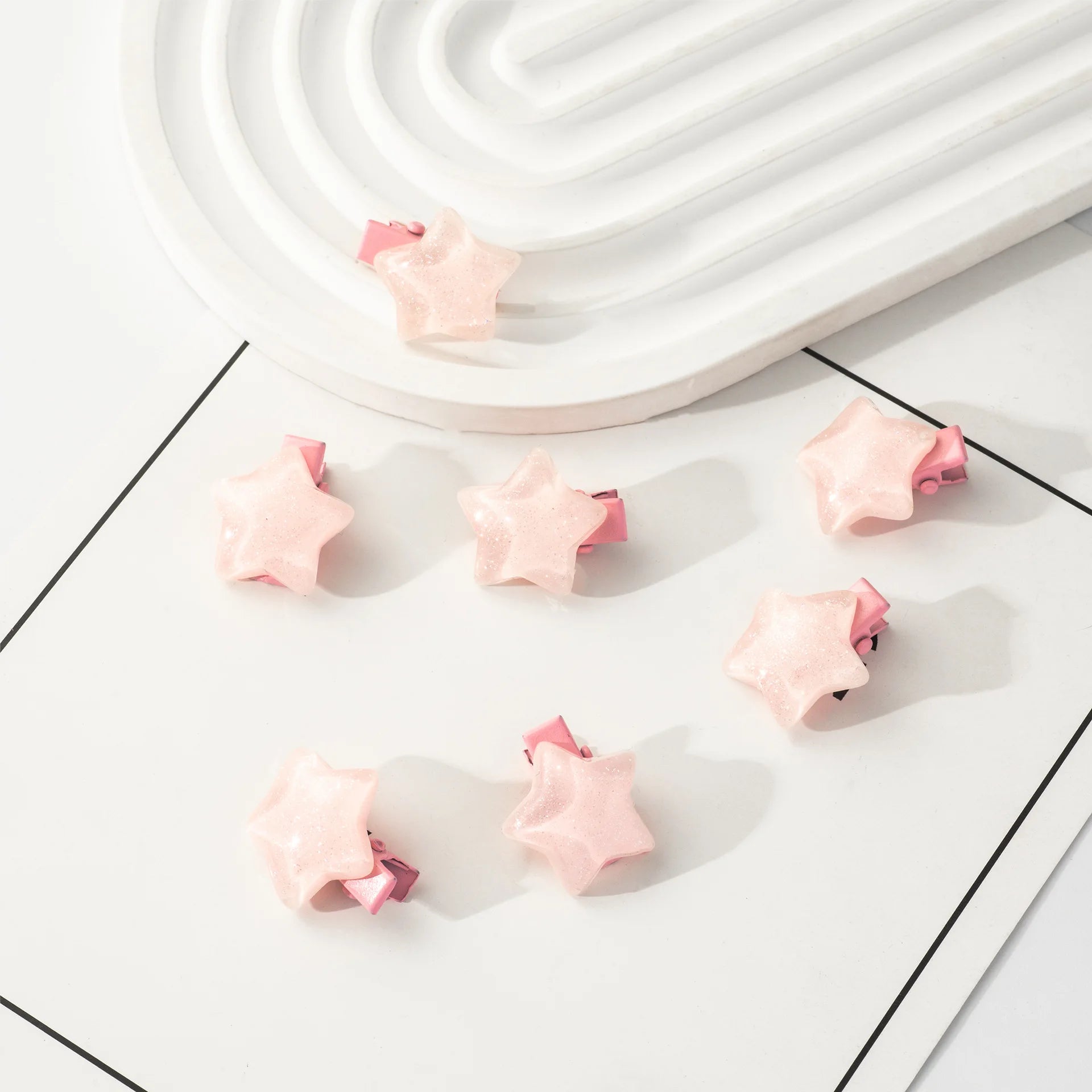 Decora Glitter Star Mini Hair Clips in White & Blue — Set of 10 Shoptery