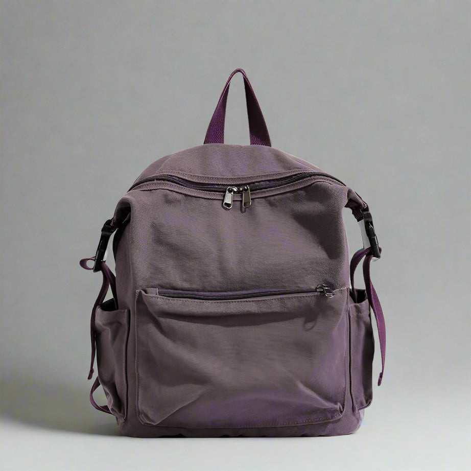 Dusty Plum Canvas Retro Backpack PURPLE Shoptery