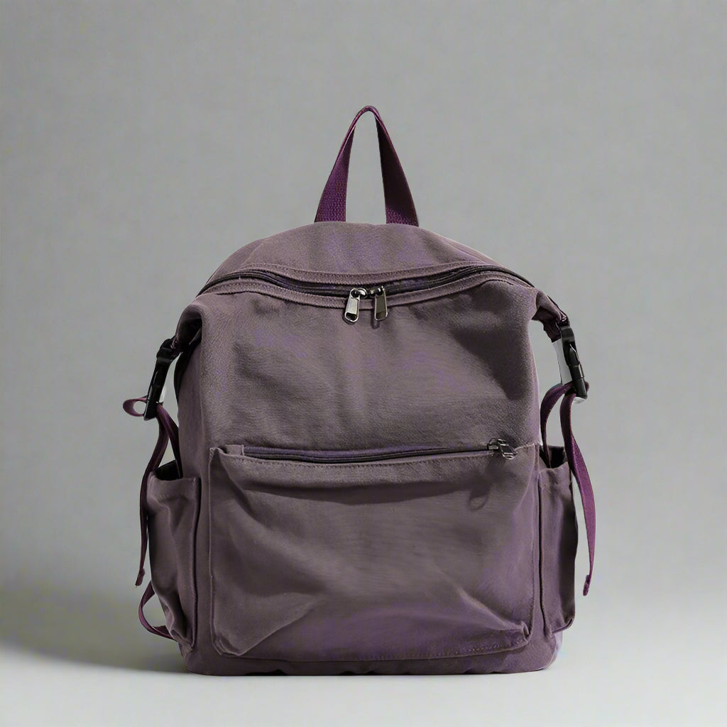 Dusty Plum Canvas Retro Backpack PURPLE Shoptery