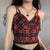 Red Plaid Bow Crop Cami