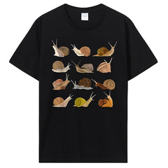 Snail Graphic Cotton T-Shirt black Shoptery