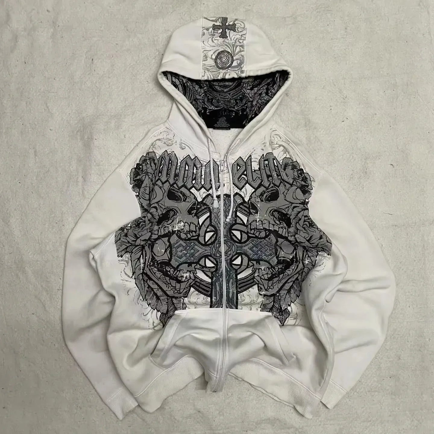 Autumn And Winter New Fashion Oversized Pattern Printed Fur Collar Sweater Women Y2K Gothic Hip Hop Harajuku Casual Sweatshirt 1 Shoptery