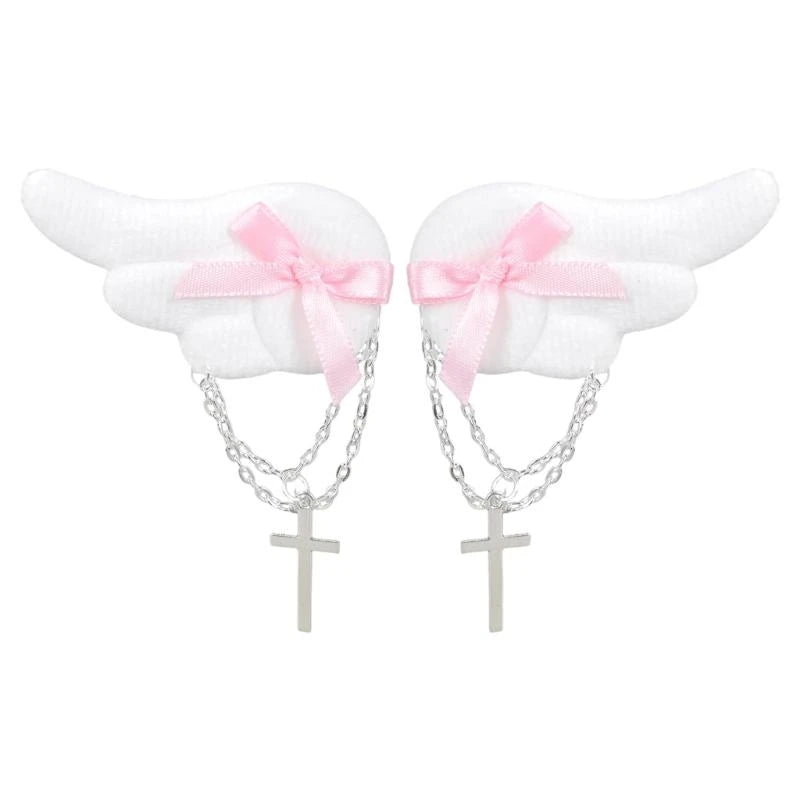 Fairy Kei Angel Wing Cross Chain Hair Clip Accessory Secondary image