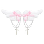 Fairy Kei Angel Wing Cross Chain Hair Clip Accessory Pink China Mainland Shoptery