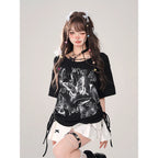 Top – Shadow Flutter – Fashion Top black Shoptery