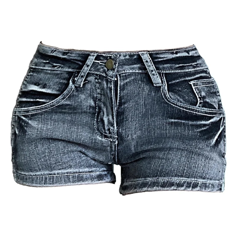 Y2k Urban Wave Denim Shorts Dark Grey Shoptery