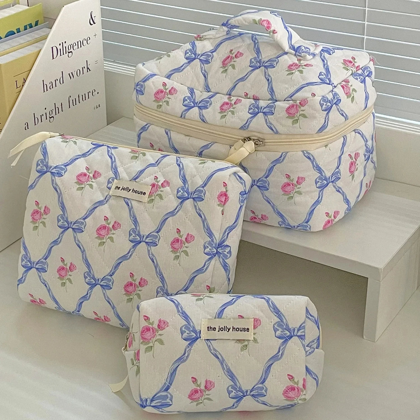Retro Bow Bloom Coquette Makeup Bags Shoptery