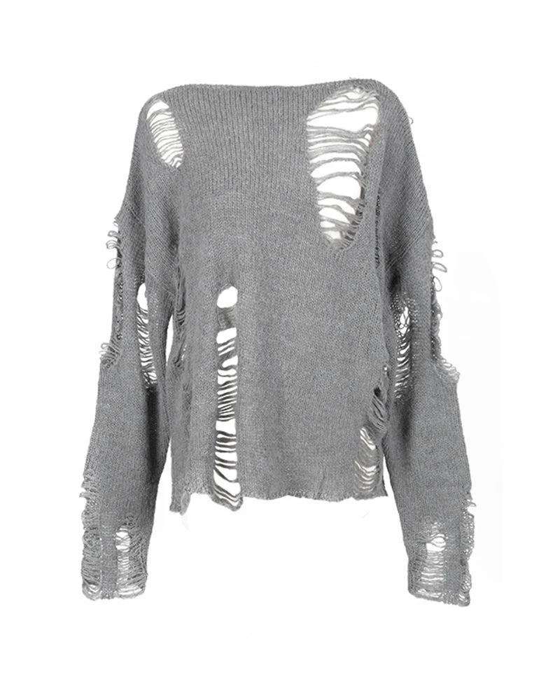 Shattered Threads Y2k Distressed Sweater Shoptery