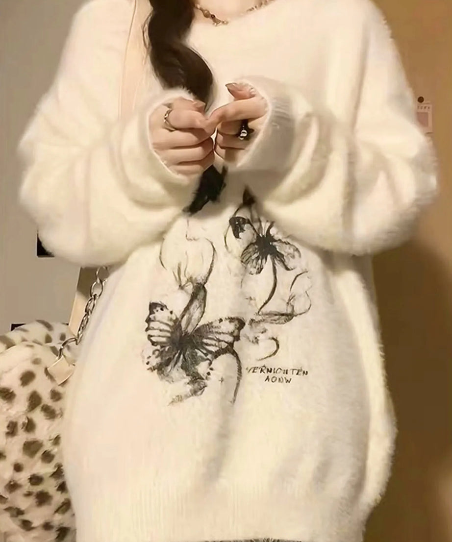 Ethereal Butterfly Fuzzy Sweater