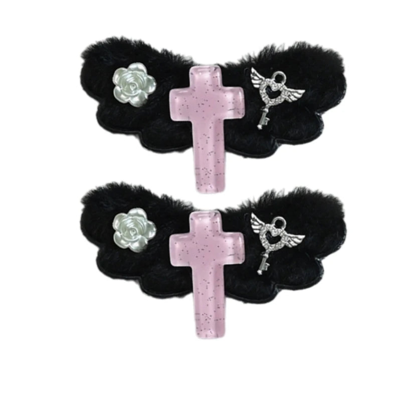 Decora Angel Wing Hair Clip with Cross Heart & Bow Accessories 2PCS-7.5CM Shoptery