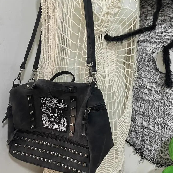 Dead Conviction Studded Y2k Shoulder Bag black Shoptery