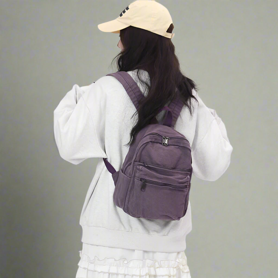 Lilac Mini Canvas Aesthetic Backpack Shoptery
