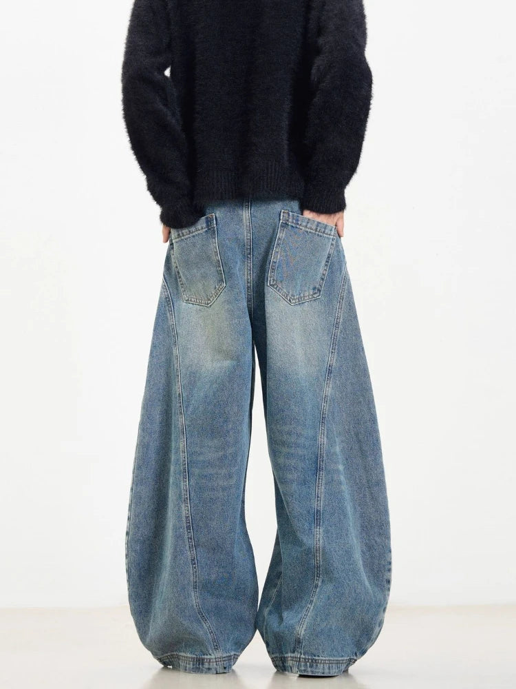 Washed Blue Ultra Wide Leg Jeans Shoptery