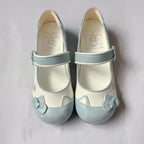 Fairy Kei Pastel Cat Mary Jane Flats with Bow Detail Blue Shoptery