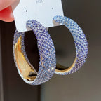 Gyaru Pavé Crystal Statement Hoop Earrings in Hot Pink Blue Shoptery