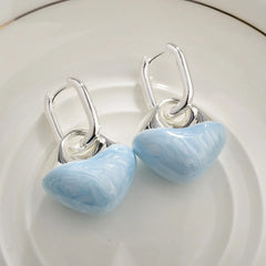 Pastel Candy Marble Heart Coquette Earrings Blue Shoptery