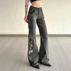 Midnight Bloom Flare Jeans Shoptery