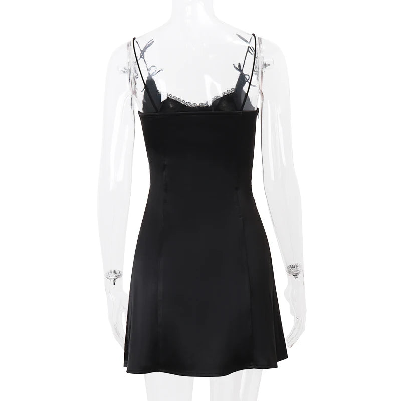 Aesthetic Midnight Bow Slip Dress Shoptery