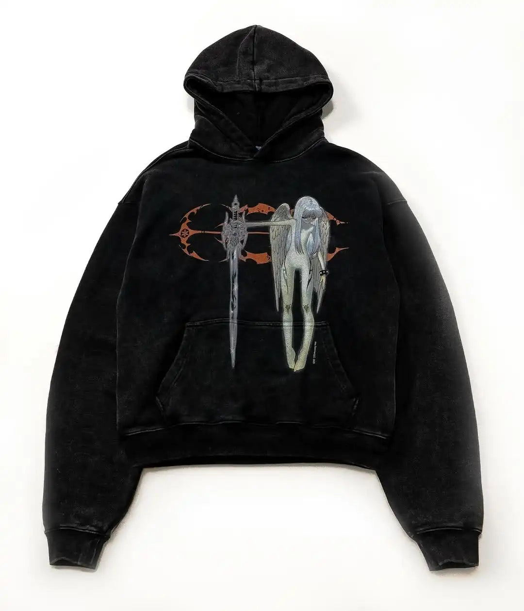 Dark Angel Sword Graphic Edgy Hoodie A1 Shoptery