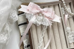 Jirai Kei Pink Satin Lace Pearl Bow Hair Clip Set Style 1 HAIR CLIP Shoptery