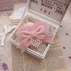 Jirai Kei Fluffy Heart Velvet Bow Pearl Charm Hair Clip 05 all light pink Shoptery