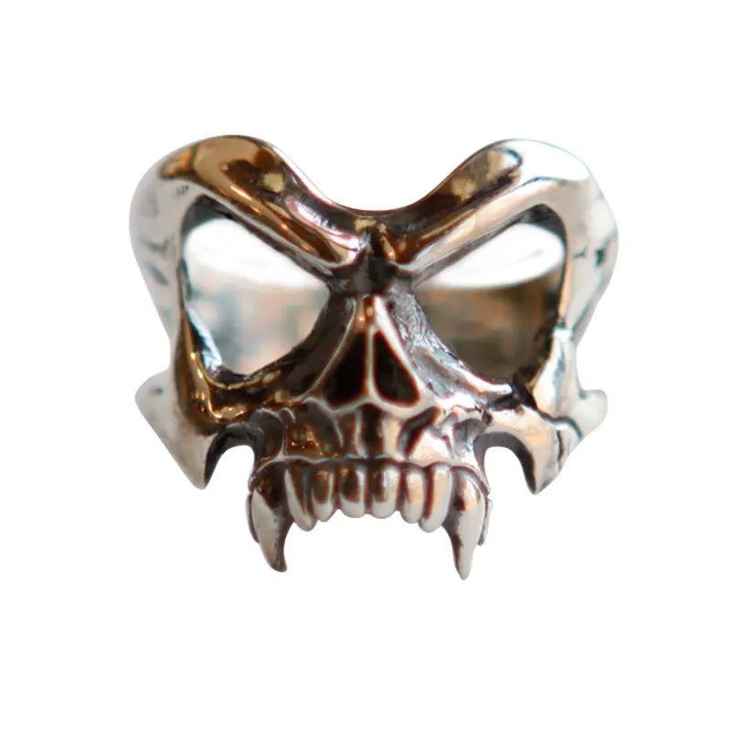 Demon Skull Ragen Edgy Ring Silver resizable Shoptery