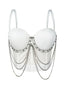 Visual Kei Crystal Chain Draped Bustier Corset Crop Top WHITE Shoptery