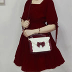 Jirai Kei Scallop Bow Crossbody Handbag in Pink & Cream Shoptery