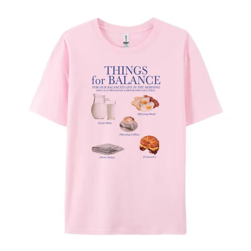 Cute Breakfast Routine Oversized Aesthetic T-Shirt Pink Shoptery