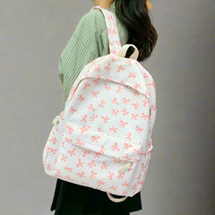 Bow Print Coquette Backpack Pink Shoptery