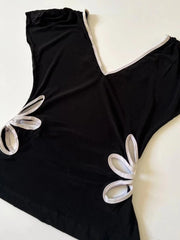 Petal Cutout V-Neck Aesthetic Top Shoptery