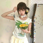 Fairy Kei Tropical Palm Tree Glitter Polka Dot Kawaii T-Shirt Shoptery