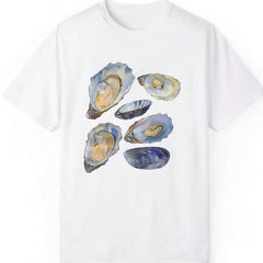 Ocean Shell Illustration Aesthetic T-Shirt WHITE Shoptery