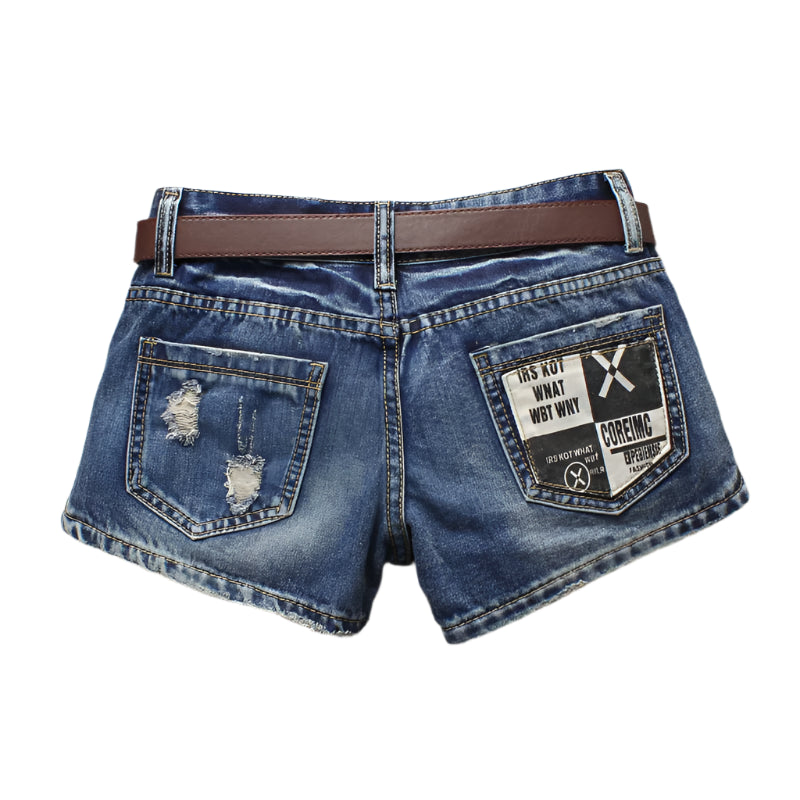 Y2k Rebel Script Ripped Shorts Shoptery