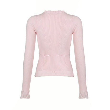 Coquette Sweet Bow Ribbed Cardigan Shoptery
