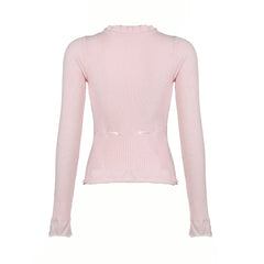 Coquette Sweet Bow Ribbed Cardigan Shoptery
