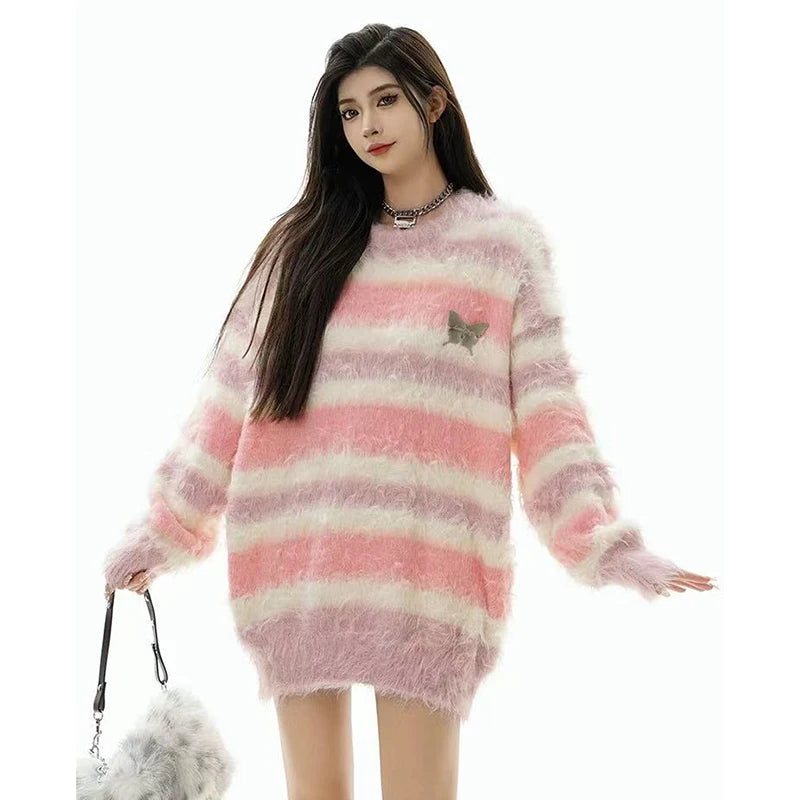 Devilcore Fluff Stripe Sweater Shoptery