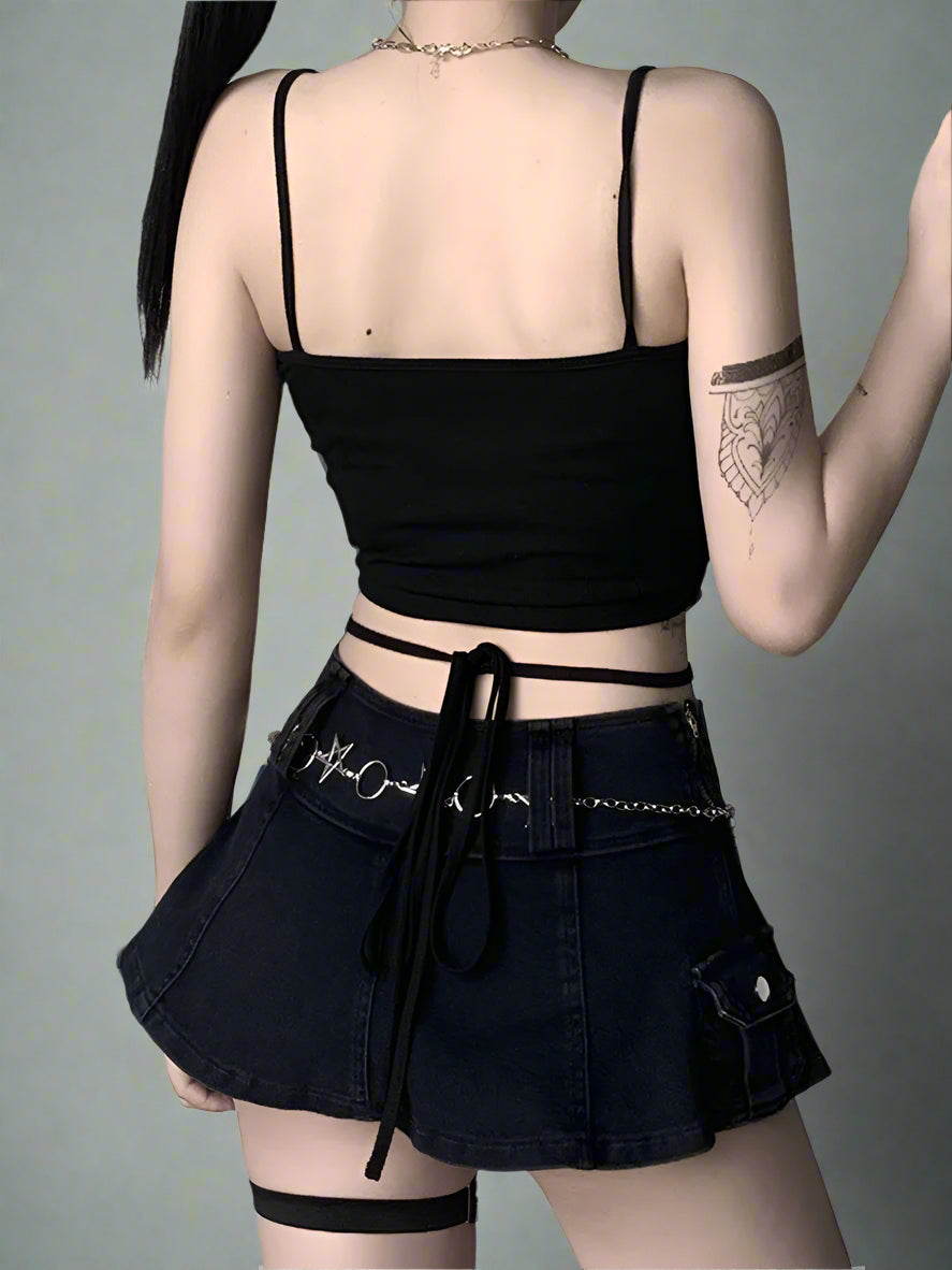 Lunar Rose Strappy Alt Crop Top Shoptery