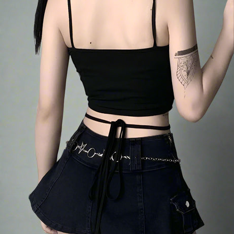 Lunar Rose Strappy Alt Crop Top Shoptery