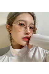 Y2K Harajuku Small Square Frame Glasses Women Retro Metal Eyeglasses Clear Reading Spectacle Blue Light Blocking Eyewear Shoptery