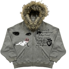 Serenity Sins Graphic Fur Hoodie Shoptery
