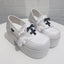 Menhera White Platform Loafers with Cross and Bow Details WHITE Shoptery