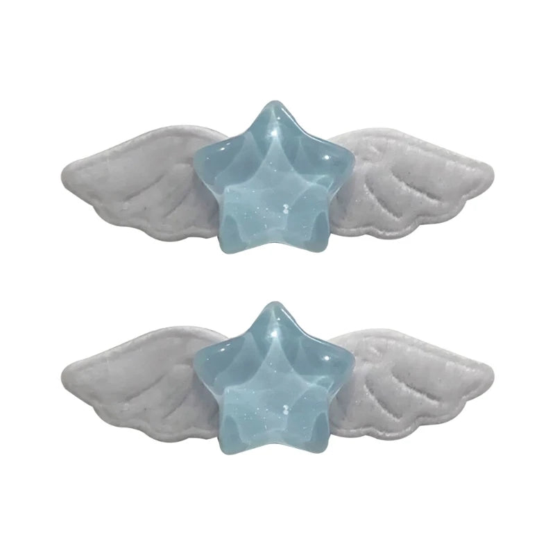 Decora Angel Wing Hair Clip with Cross Heart & Bow Accessories 2PCS-6CM Shoptery