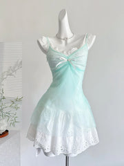 Mermaidcore Seafoam Coquette Ruffle Angel Dress 2 Piece Set Shoptery