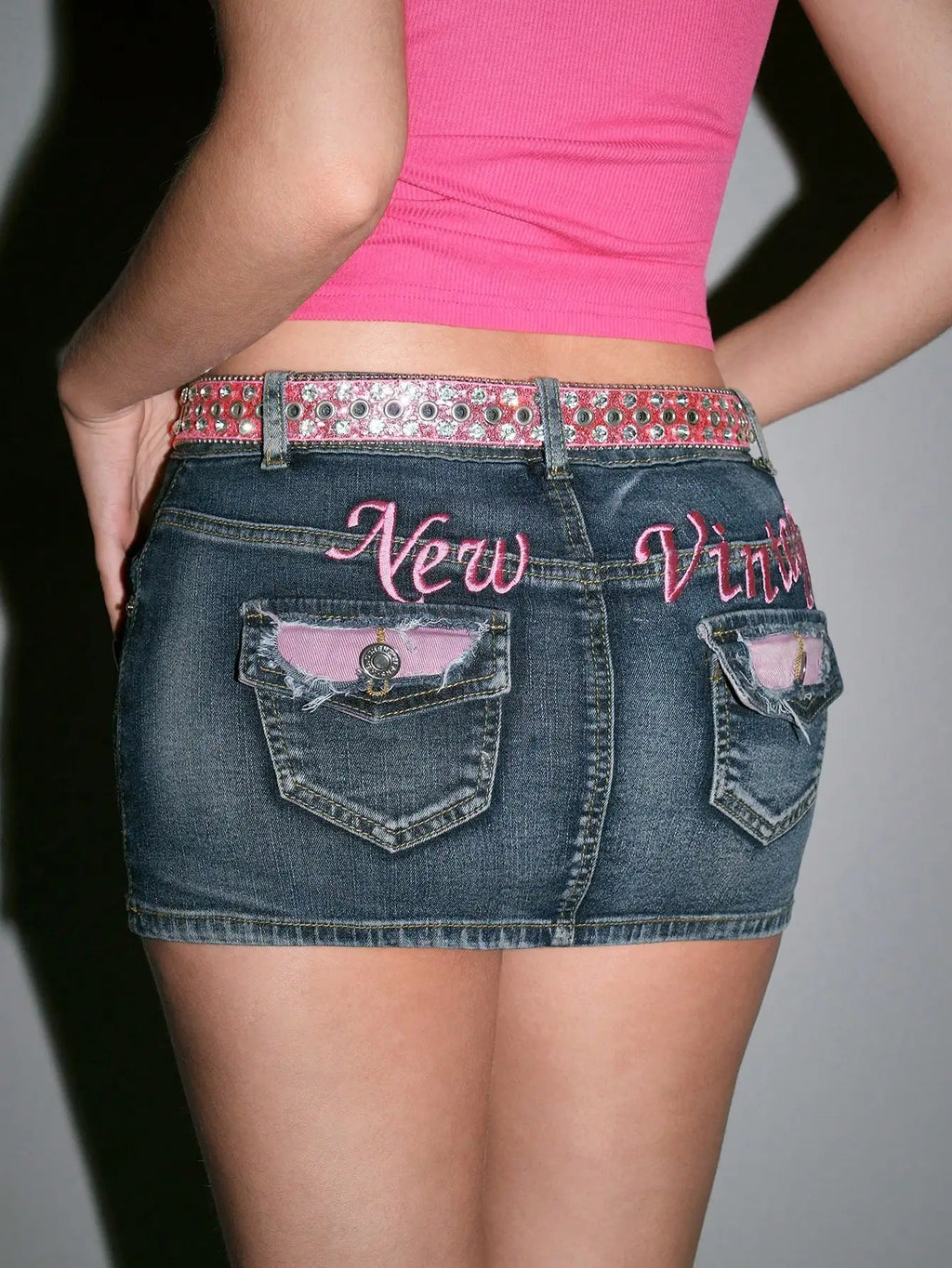 Gyaru Rhinestone Studded Bling Belt with Crystal Embellishments Shoptery
