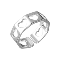 Cutout Heart Grid Cute Ring Shoptery