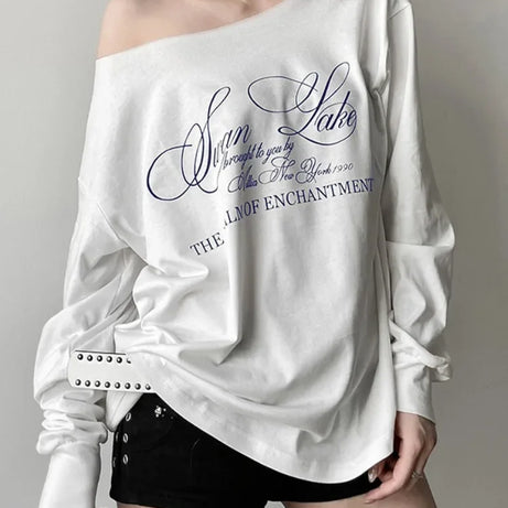 Enchanted Script Studded Aesthetic T-shirt Shoptery