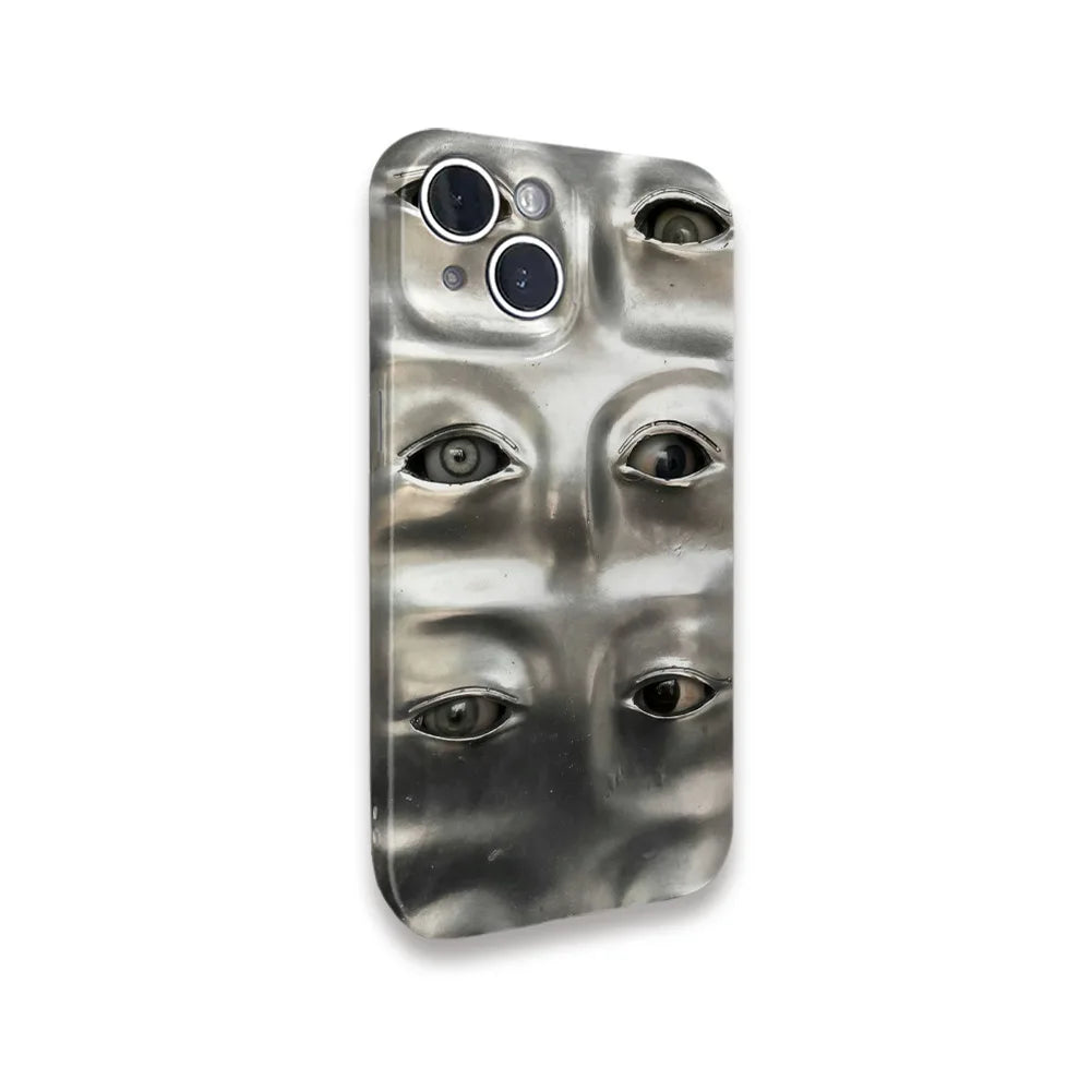 Silver Sculpted Eyes iPhone Case 2 Shoptery